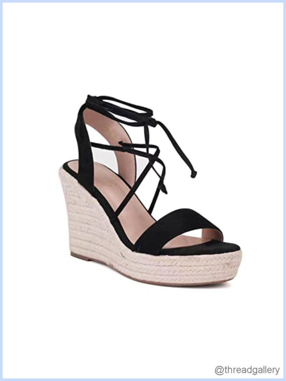 Lace-Up Espadrille Wedge Platform Sandals Open Toe Faux Leather